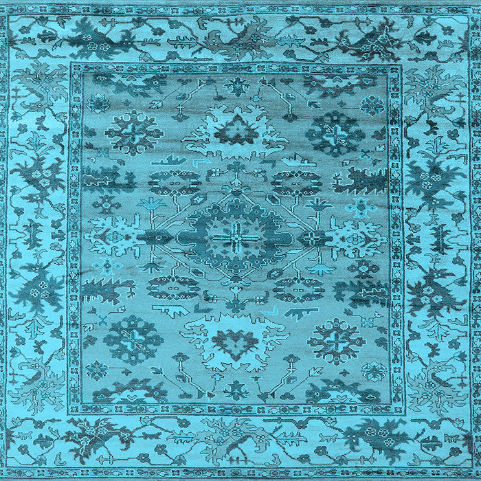 Square Machine Washable Oriental Light Blue Industrial Rug, wshurb1545lblu