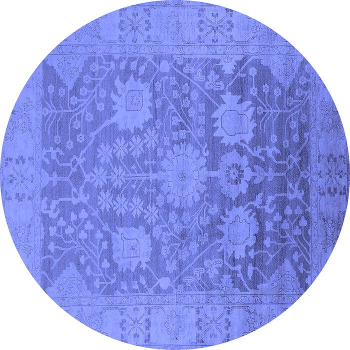 Round Oriental Blue Industrial Rug, urb1546blu