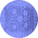 Round Oriental Blue Industrial Rug, urb1546blu