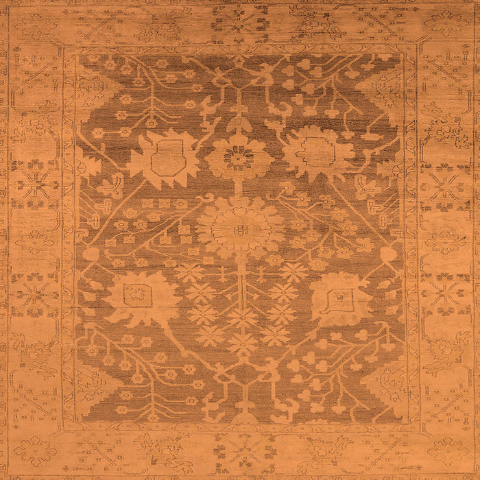 Square Machine Washable Oriental Orange Industrial Area Rugs, wshurb1546org