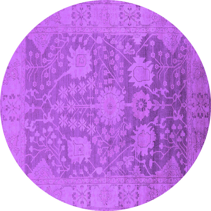 Round Oriental Purple Industrial Rug, urb1546pur