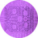 Round Oriental Purple Industrial Rug, urb1546pur