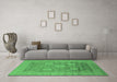 Machine Washable Oriental Emerald Green Industrial Area Rugs in a Living Room,, wshurb1546emgrn