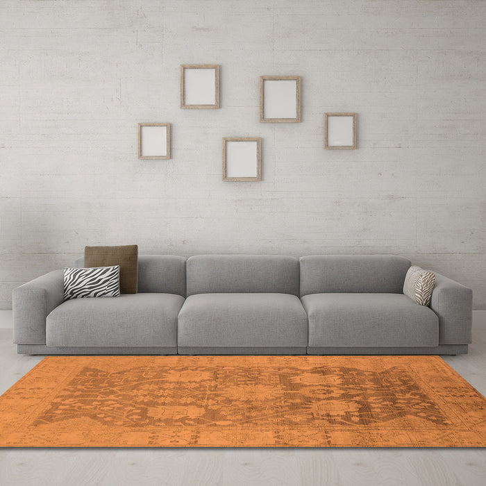 Machine Washable Oriental Orange Industrial Area Rugs in a Living Room, wshurb1546org