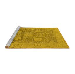 Sideview of Machine Washable Oriental Yellow Industrial Rug, wshurb1546yw