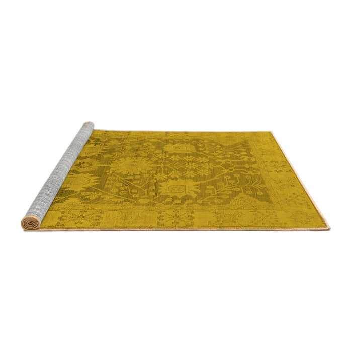 Sideview of Machine Washable Oriental Yellow Industrial Rug, wshurb1546yw