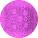 Round Machine Washable Oriental Pink Industrial Rug, wshurb1546pnk