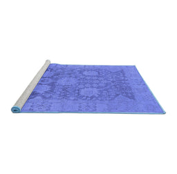 Sideview of Machine Washable Oriental Blue Industrial Rug, wshurb1546blu