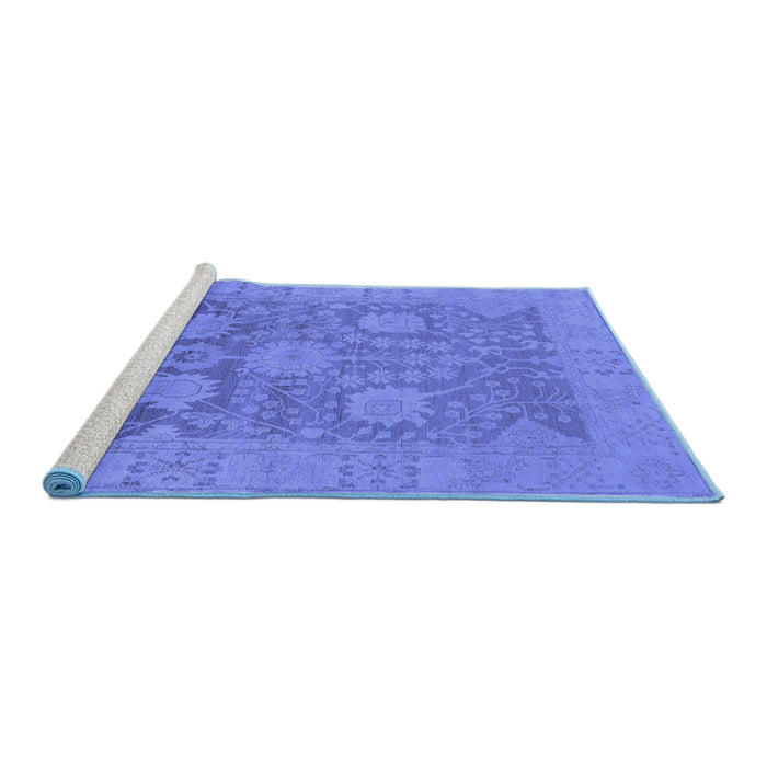 Sideview of Machine Washable Oriental Blue Industrial Rug, wshurb1546blu