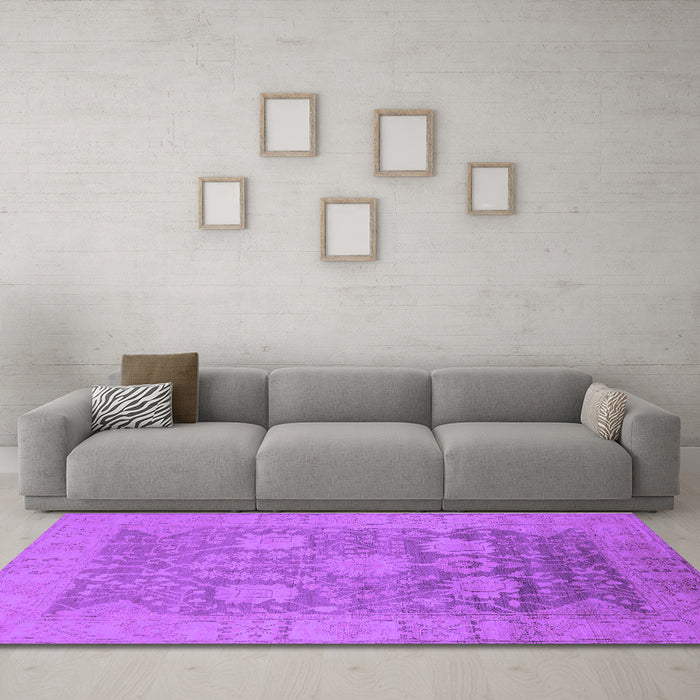 Machine Washable Oriental Purple Industrial Area Rugs in a Living Room, wshurb1546pur