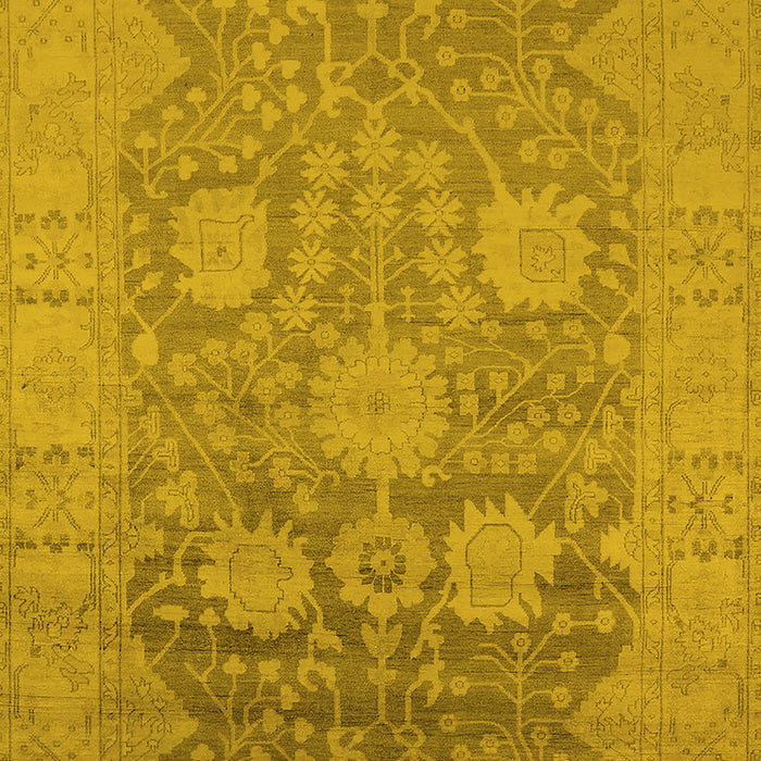 Machine Washable Oriental Yellow Industrial Rug, wshurb1546yw