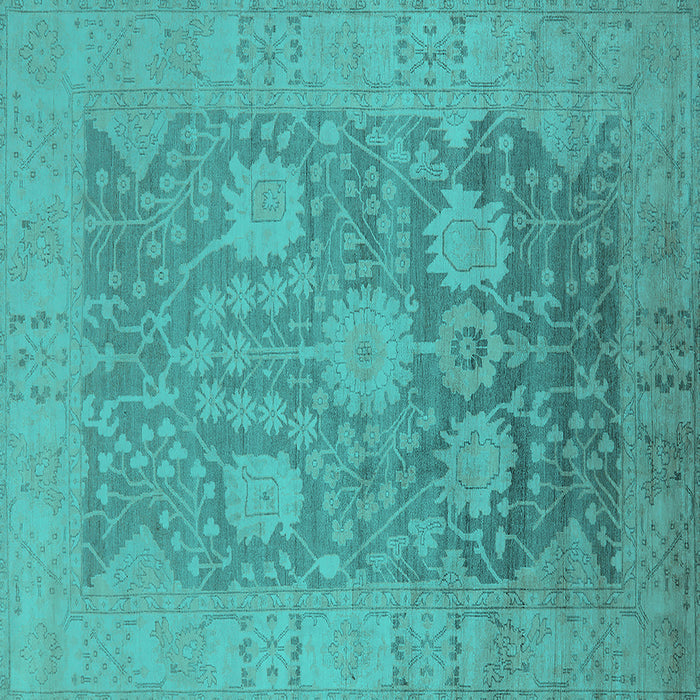 Square Machine Washable Oriental Turquoise Industrial Area Rugs, wshurb1546turq