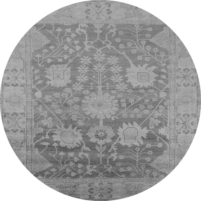 Round Machine Washable Oriental Gray Industrial Rug, wshurb1546gry