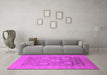 Machine Washable Oriental Pink Industrial Rug in a Living Room, wshurb1546pnk