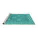 Sideview of Machine Washable Oriental Turquoise Industrial Area Rugs, wshurb1546turq