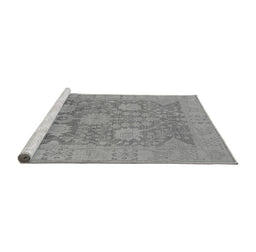 Sideview of Machine Washable Oriental Gray Industrial Rug, wshurb1546gry