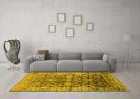 Machine Washable Oriental Yellow Industrial Rug, wshurb1547yw