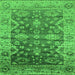 Square Machine Washable Oriental Green Industrial Area Rugs, wshurb1547grn