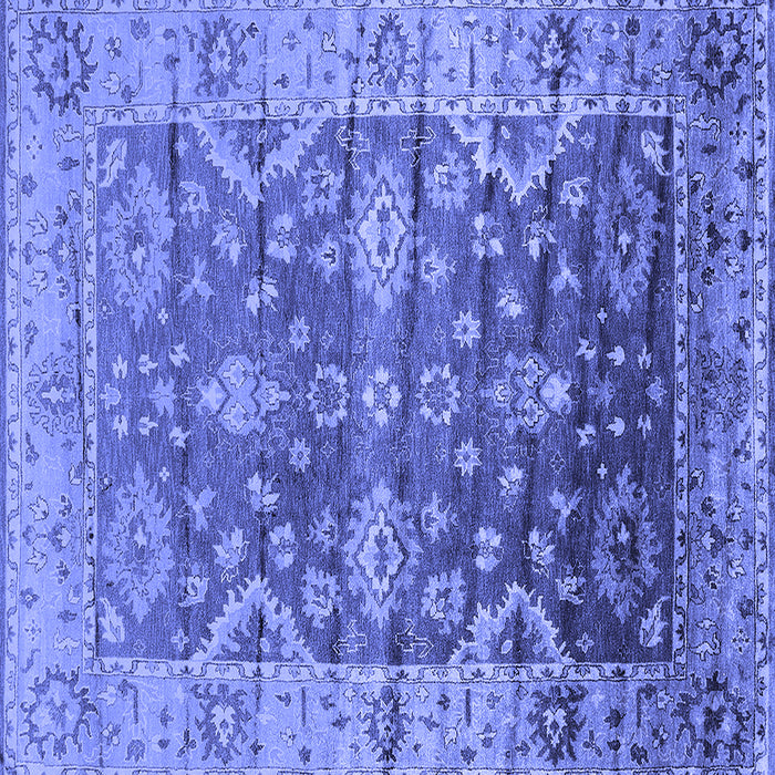 Square Machine Washable Oriental Blue Industrial Rug, wshurb1547blu