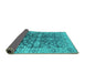 Sideview of Oriental Turquoise Industrial Rug, urb1547turq