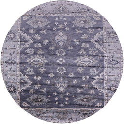 Round Mid-Century Modern Dark Gray Oriental Rug, urb1547