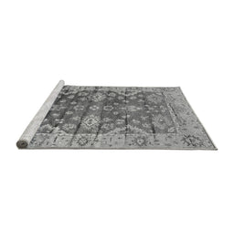 Sideview of Machine Washable Oriental Gray Industrial Rug, wshurb1547gry
