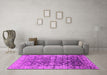 Machine Washable Oriental Pink Industrial Rug in a Living Room, wshurb1547pnk