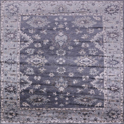 Square Mid-Century Modern Dark Gray Oriental Rug, urb1547