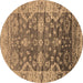 Round Oriental Brown Industrial Rug, urb1547brn