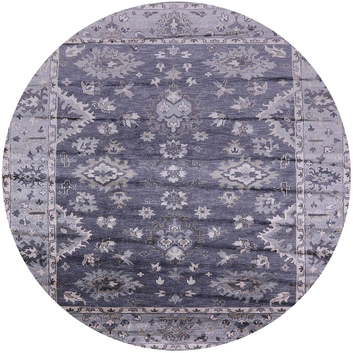 Round Machine Washable Industrial Modern Dark Gray Rug, wshurb1547