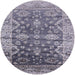 Round Machine Washable Industrial Modern Dark Gray Rug, wshurb1547