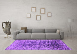Machine Washable Oriental Purple Industrial Area Rugs in a Living Room, wshurb1547pur