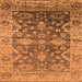 Square Machine Washable Oriental Orange Industrial Area Rugs, wshurb1547org