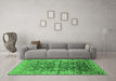 Machine Washable Oriental Green Industrial Area Rugs in a Living Room,, wshurb1547grn