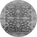 Round Machine Washable Oriental Gray Industrial Rug, wshurb1547gry