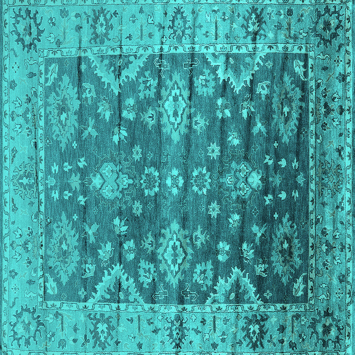 Square Machine Washable Oriental Turquoise Industrial Area Rugs, wshurb1547turq