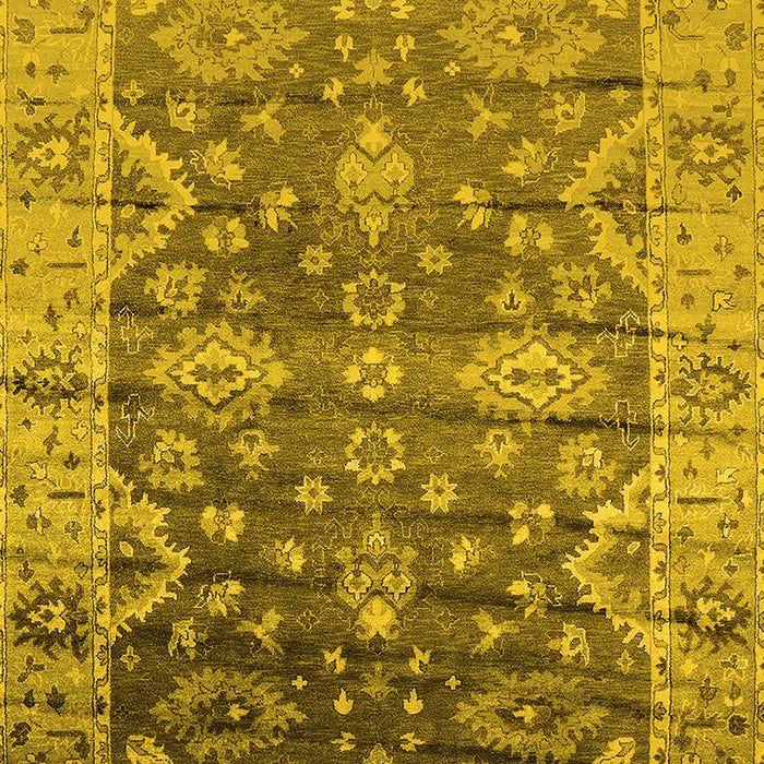Machine Washable Oriental Yellow Industrial Rug, wshurb1547yw