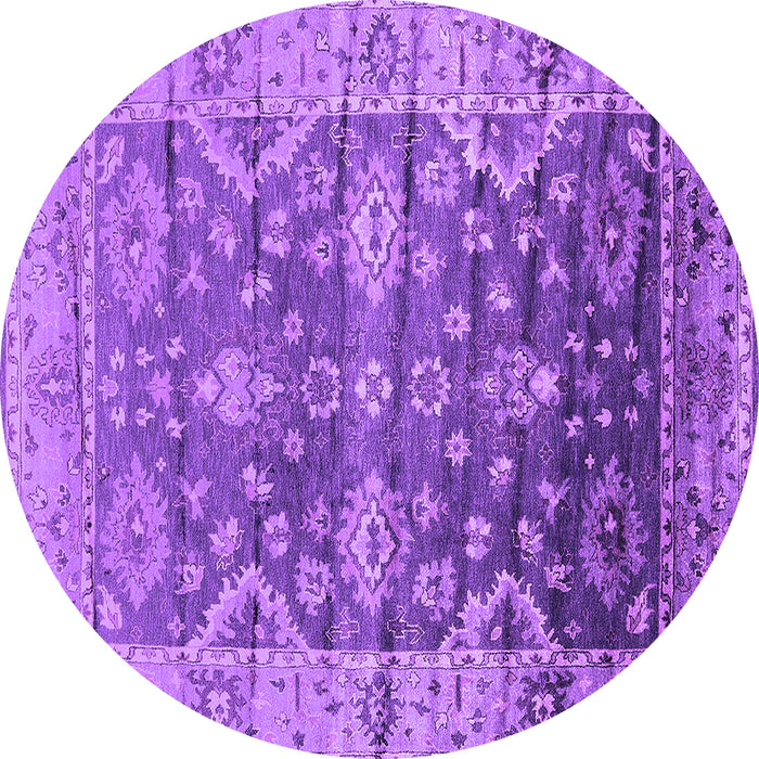 Round Machine Washable Oriental Purple Industrial Area Rugs, wshurb1547pur