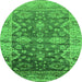 Round Oriental Green Industrial Rug, urb1547grn