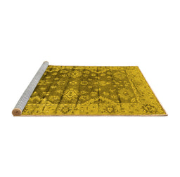 Sideview of Machine Washable Oriental Yellow Industrial Rug, wshurb1547yw