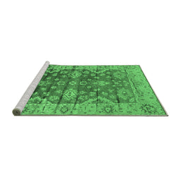 Sideview of Machine Washable Oriental Emerald Green Industrial Area Rugs, wshurb1547emgrn