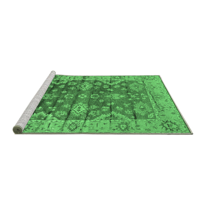 Sideview of Machine Washable Oriental Emerald Green Industrial Area Rugs, wshurb1547emgrn