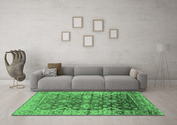Machine Washable Oriental Emerald Green Industrial Area Rugs in a Living Room,, wshurb1547emgrn