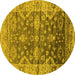 Round Oriental Yellow Industrial Rug, urb1547yw