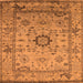 Square Machine Washable Oriental Orange Industrial Area Rugs, wshurb1548org