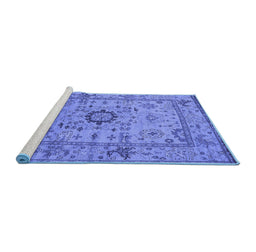 Sideview of Machine Washable Oriental Blue Industrial Rug, wshurb1548blu