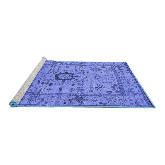 Sideview of Machine Washable Oriental Blue Industrial Rug, wshurb1548blu