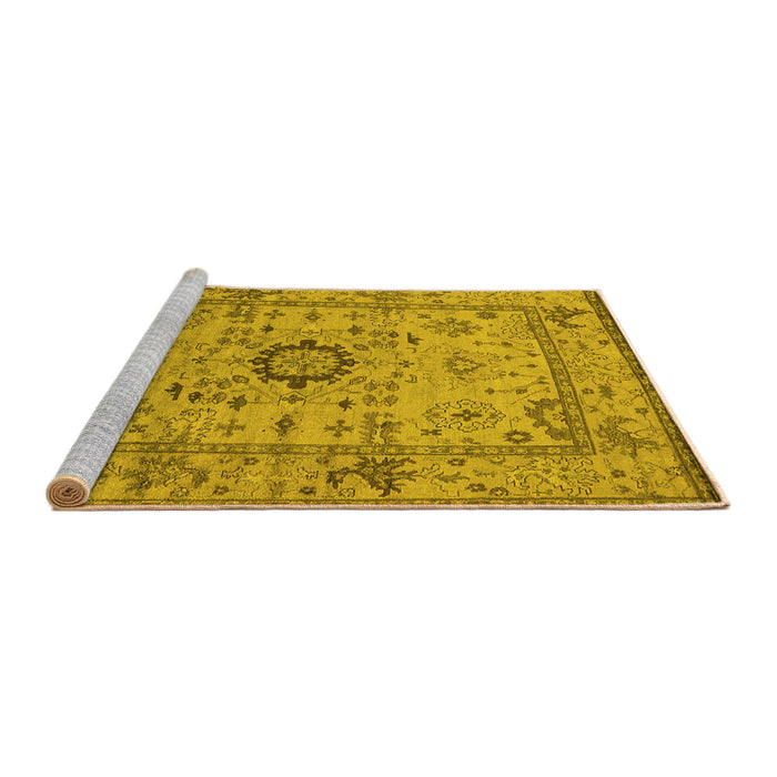Sideview of Machine Washable Oriental Yellow Industrial Rug, wshurb1548yw