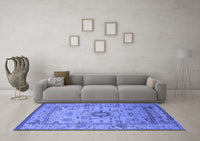 Machine Washable Oriental Blue Industrial Rug, wshurb1548blu