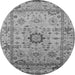 Round Machine Washable Oriental Gray Industrial Rug, wshurb1548gry